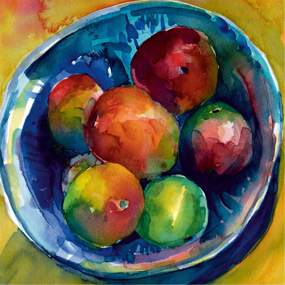 Plums in a dish Greetings Card