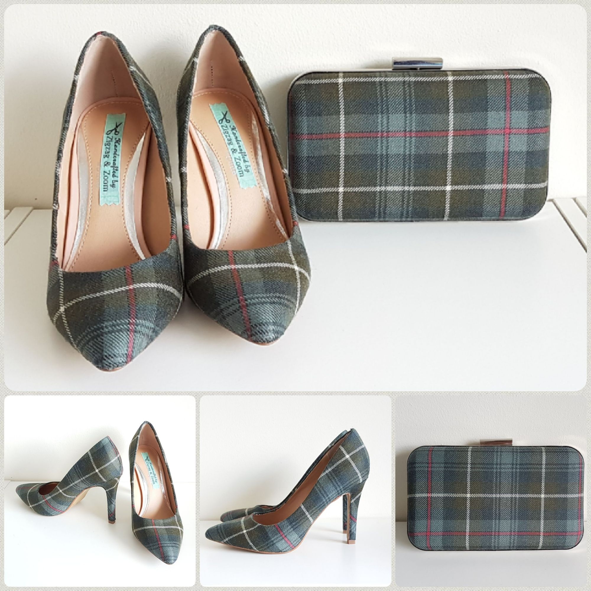 Weathered Mackenzie Tartan shoes & matching clutch bag