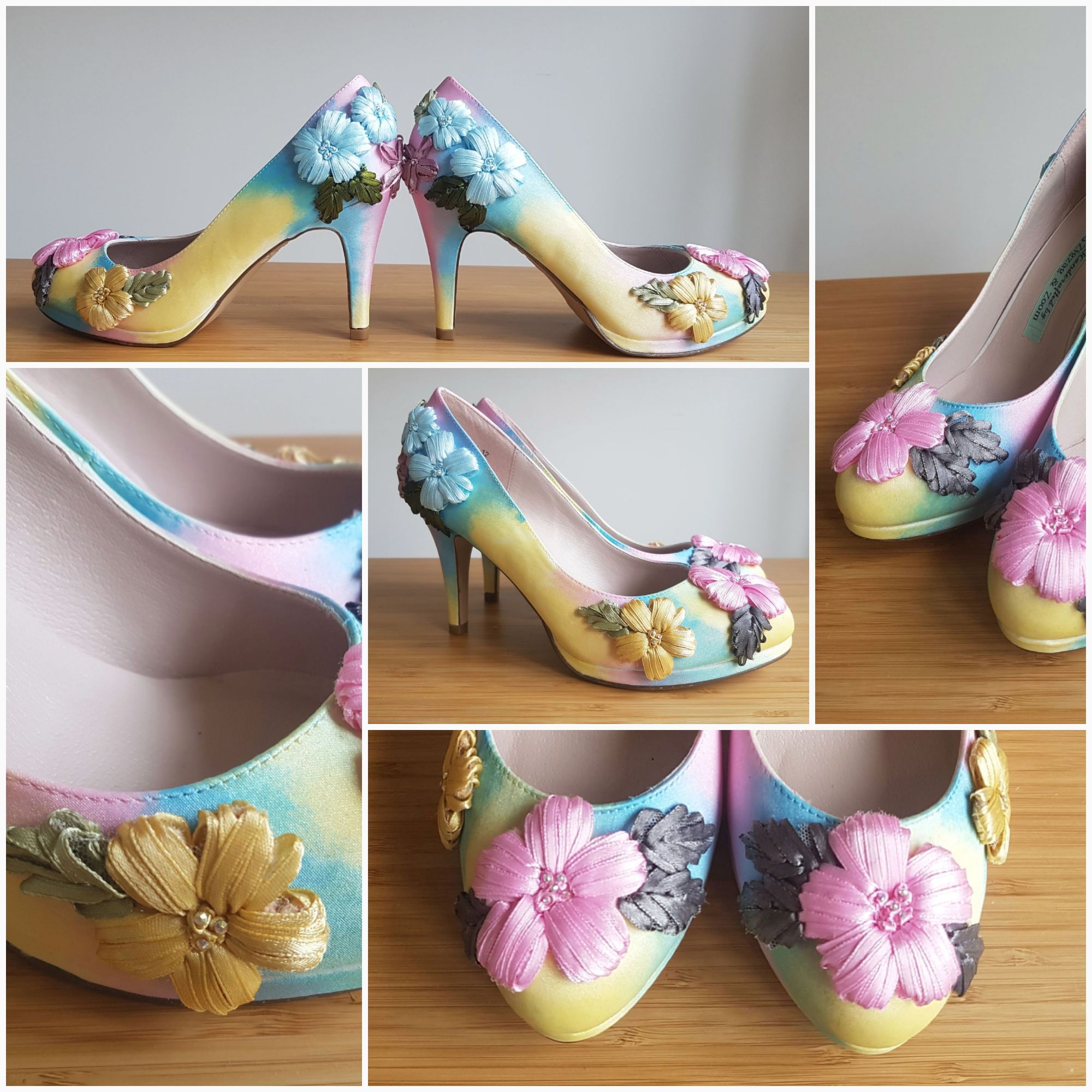 Handpainted pastel floral shoes