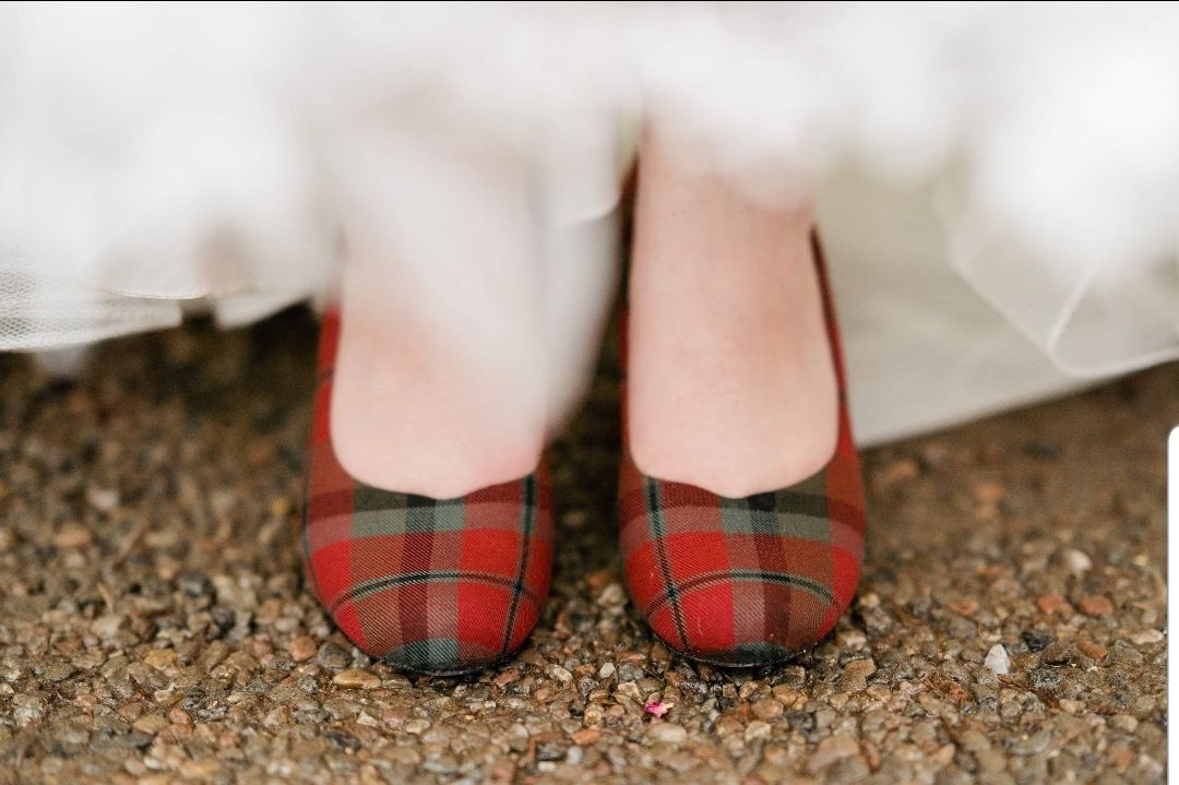 Red tartan wedding shoes