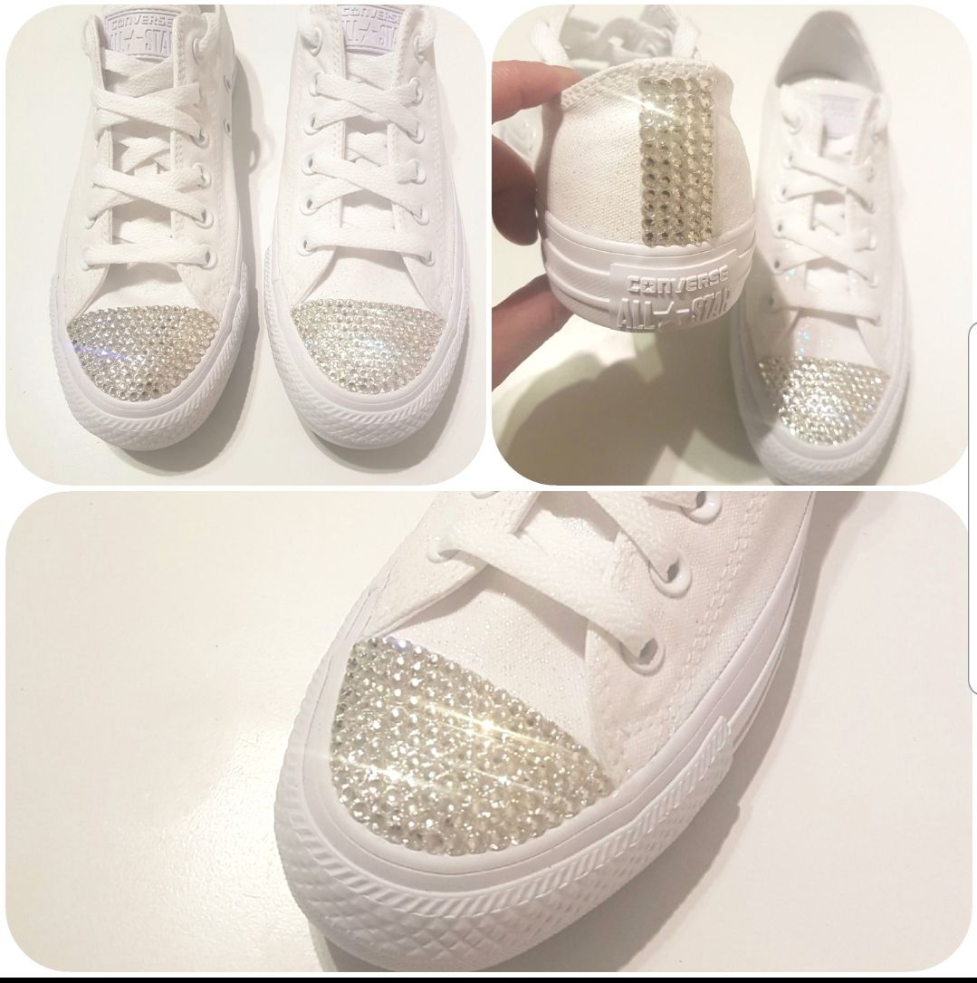 Crystal bling converse, all white converse