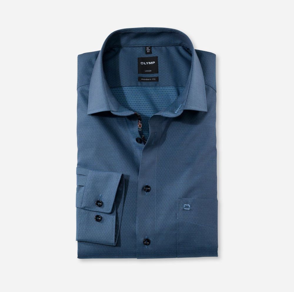 Olymp Luxor Cobalt Textured Shirt