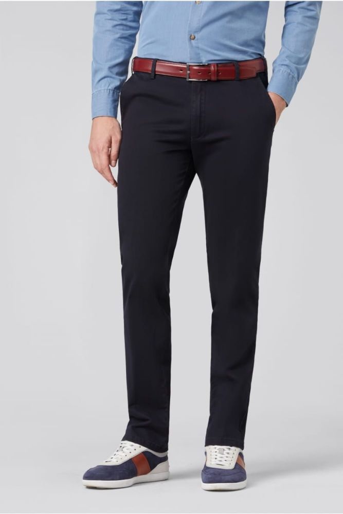 Meyer Oslo Cotton Trousers - Navy