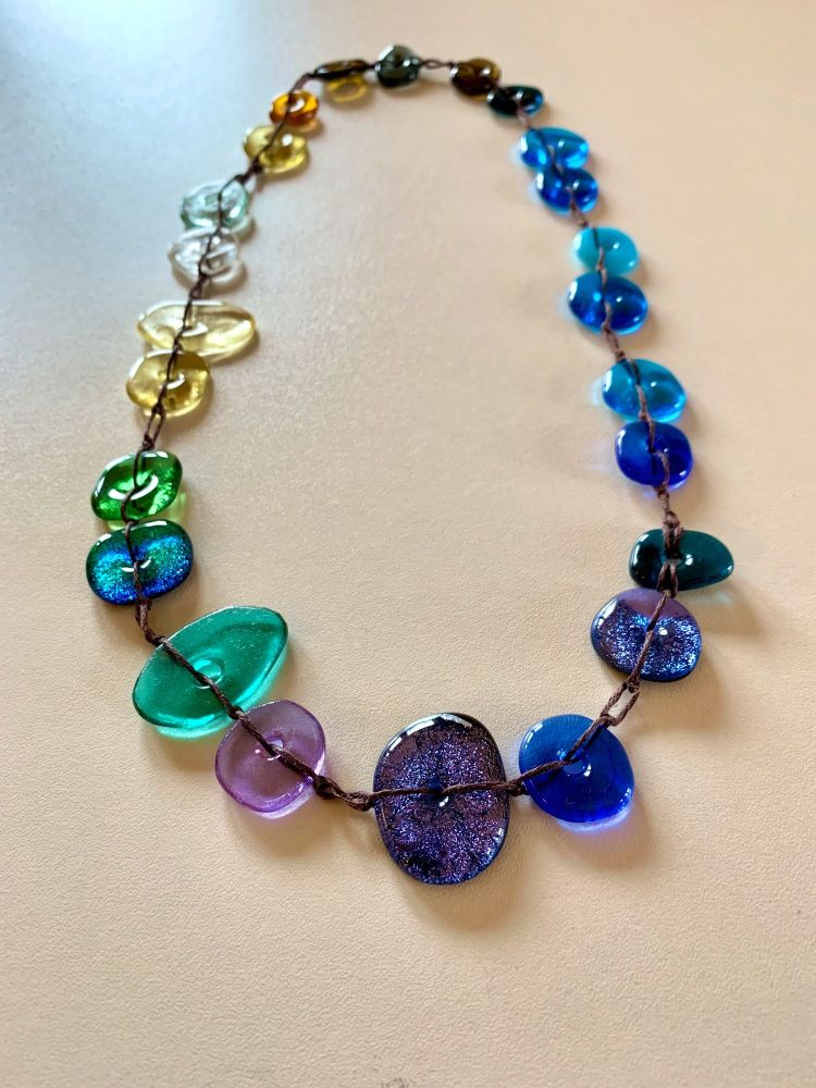 Colourscape Pebble Necklace - Blue, aqua, green