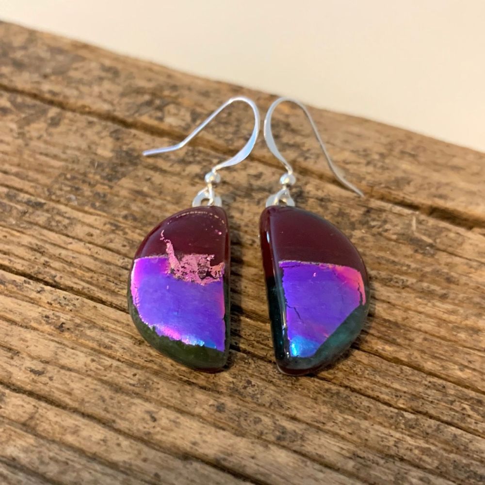 'Bright Pink Moon' glass earrings - "Lune Rose"