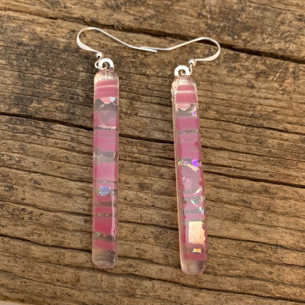 'Icicle Pink' earrings - " Glace aux roses" boucles d'oreilles