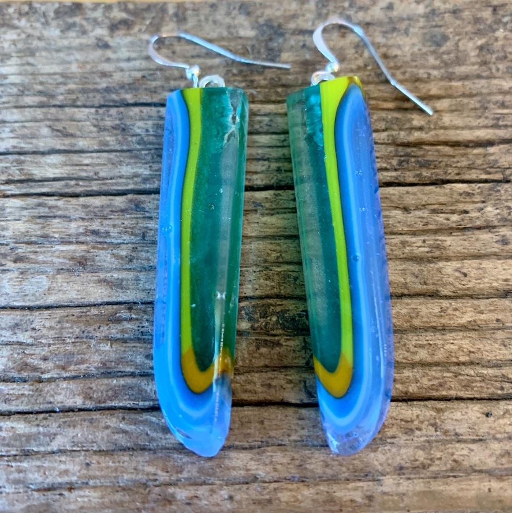 ‘Long River’ glass earrings- boucles d’oreilles