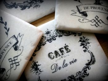 French Cafe Stone Effect Coasters