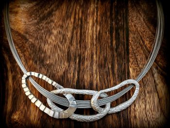 Multi Strand Wire & Metal Statement Necklace