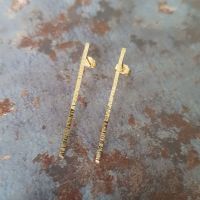 Serrula vertical stud earrings: 9ct yellow gold