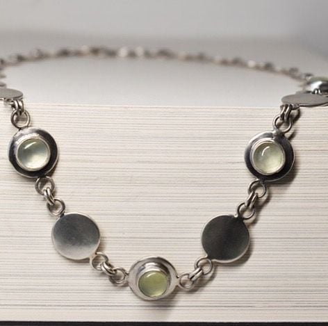 Gersemi Prehnite Ecosilver Necklace handcrafted by The Sylverling Workshop