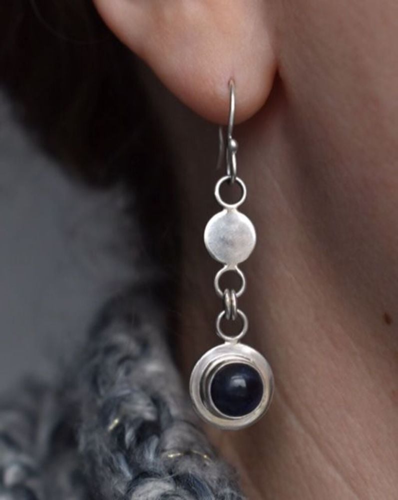 Gersemi Sodalite Link Drop Earrings-Handmade To Order 