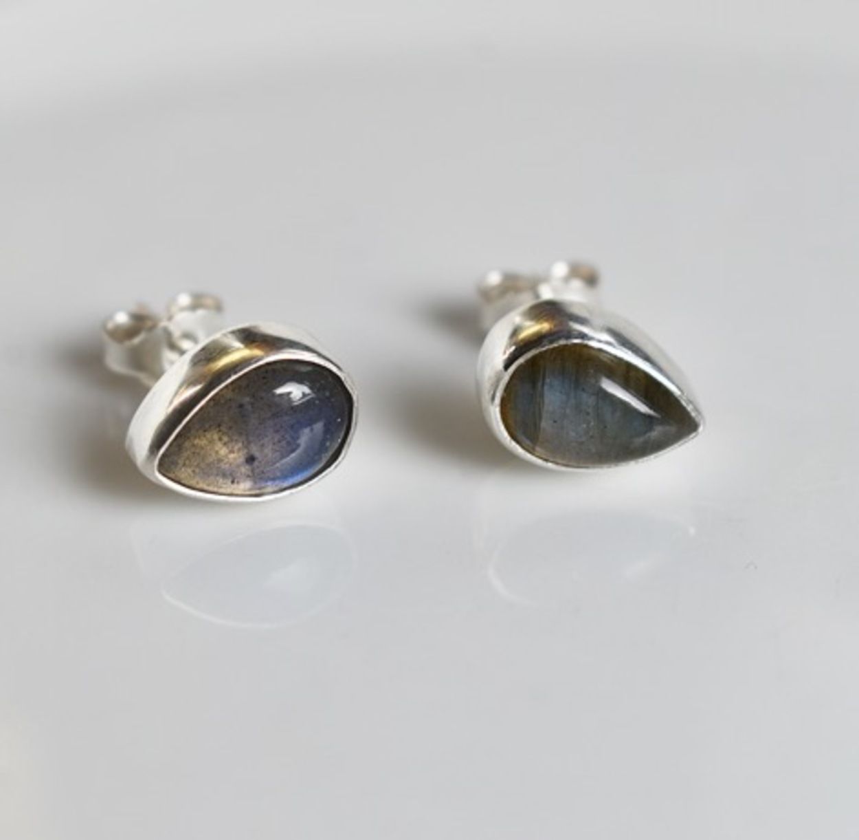 Labradorite Argentium Silver Stud Earrings - Vicky Callender Jewellery