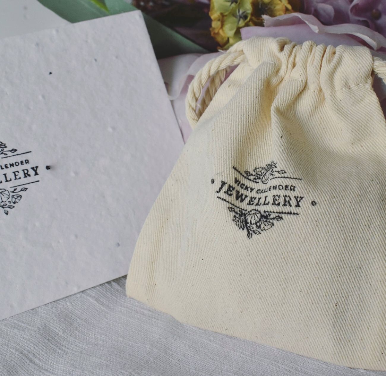 Eco friendly packaging and plantable gift tag and card by Vicky Callender Jewellery
