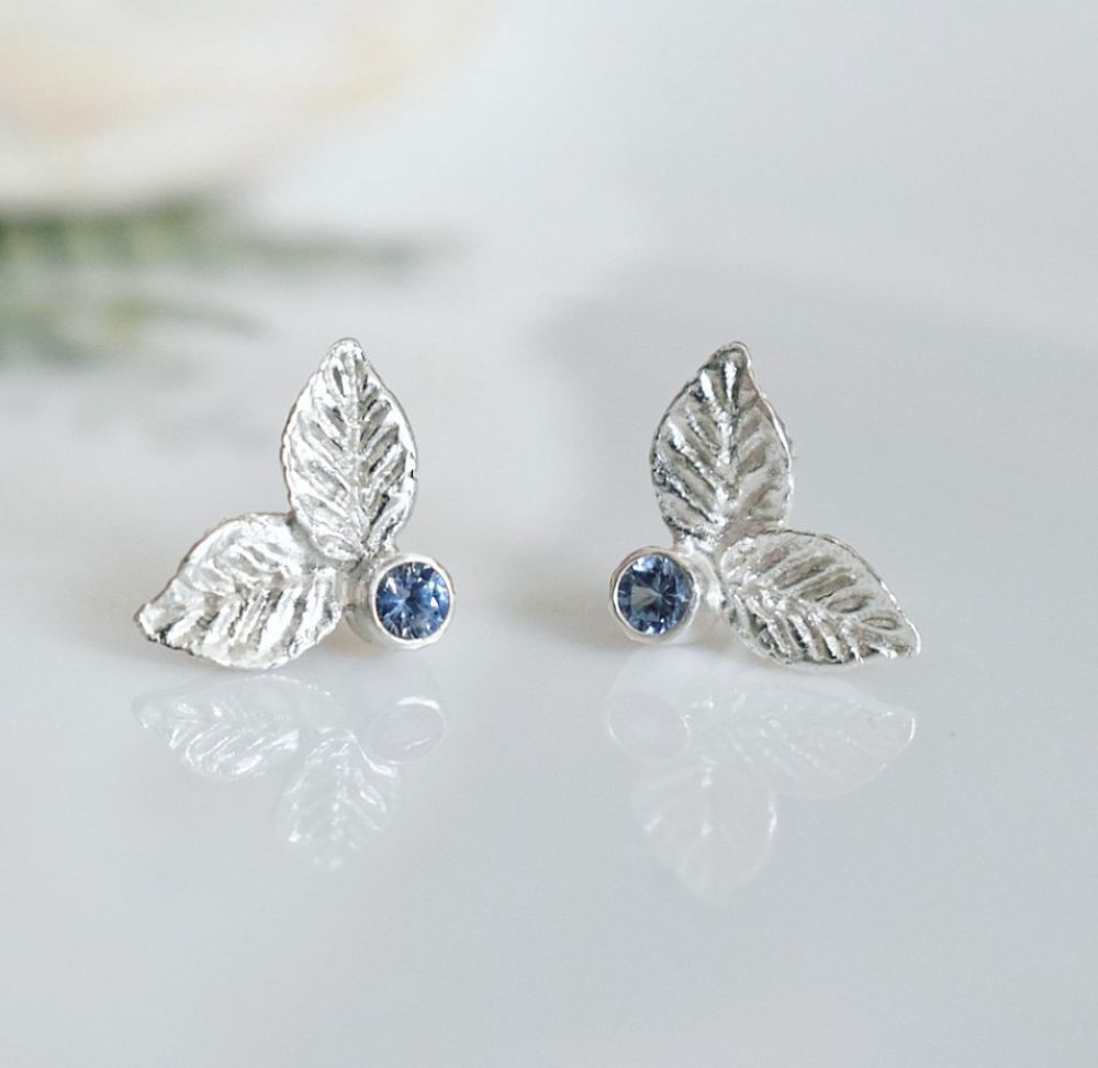 Wild Berry Stud Earrings with Sapphires