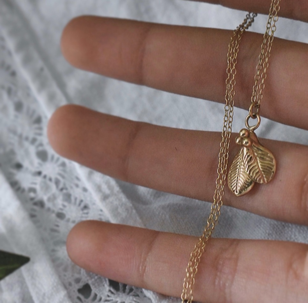 Gold Berry and Leaf Necklace