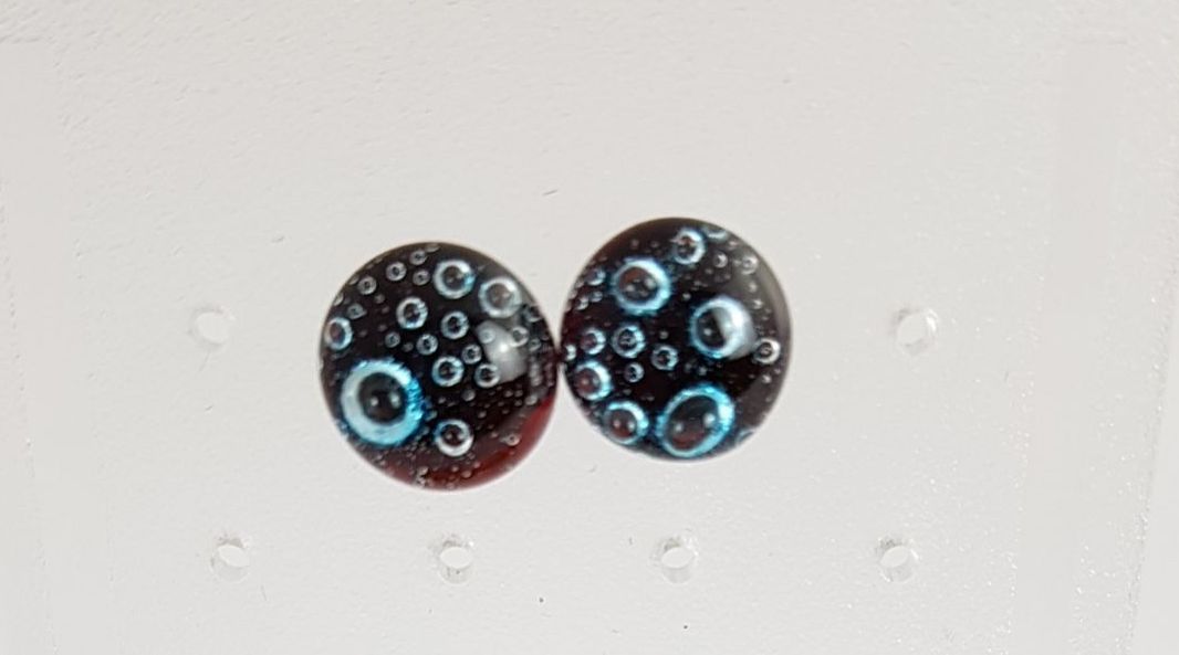 Garnet red bubbles stud earrings