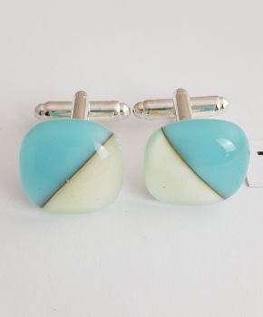 Turquoise and vanilla semaphore cufflinks