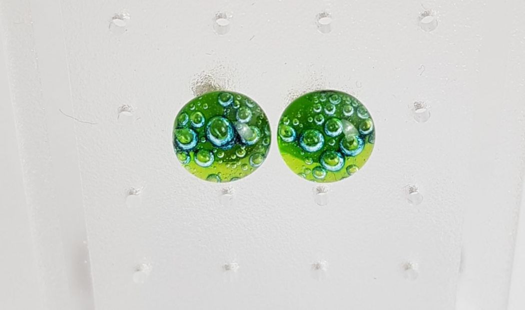 Lime green bubbles stud earrings