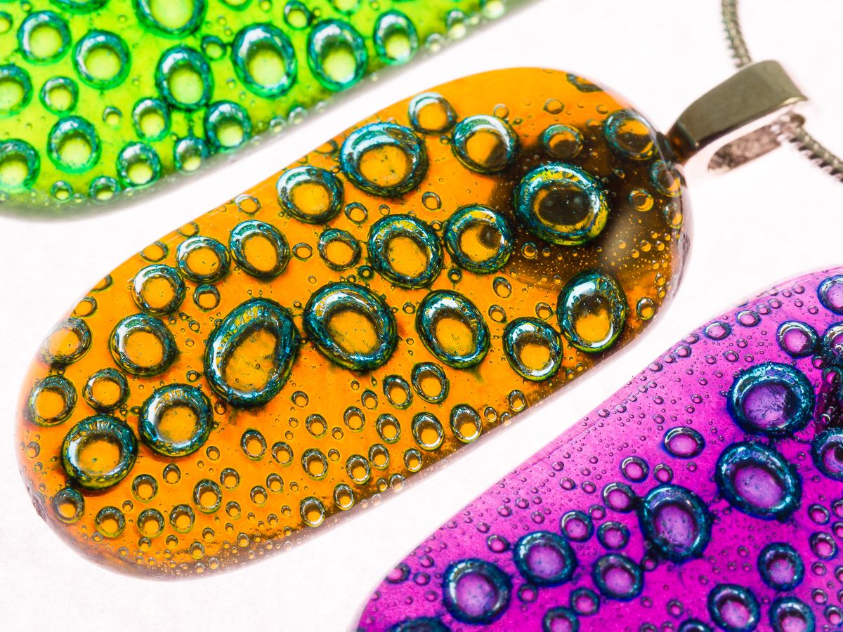Close up, under the microscope view of my bubbles glass jewellery