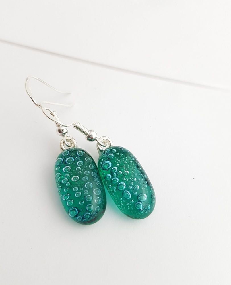 Emerald green bubbles drop earrings