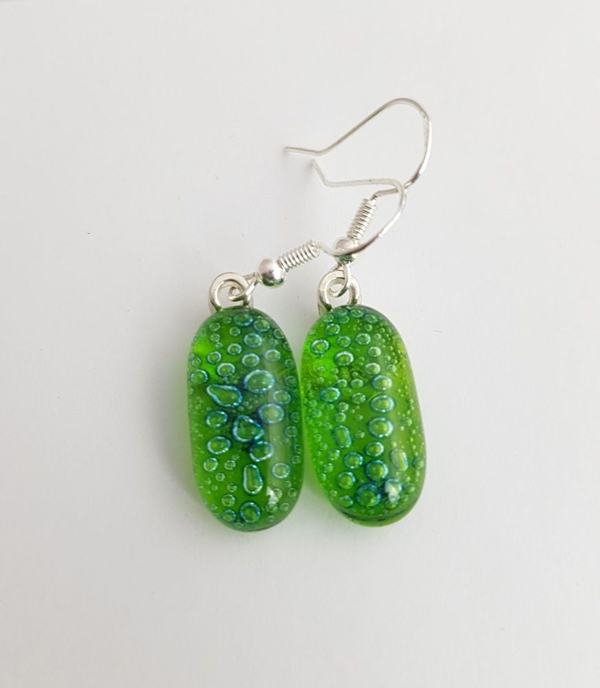 Lime green bubbles drop earrings