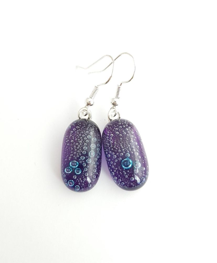 Purple bubbles drop earrings