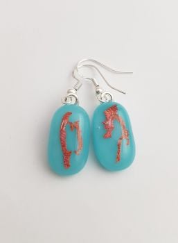 Mica - Turquoise with pink mica drop earrings