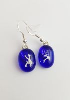 Mica - Cobalt blue with silver mica drop earrings