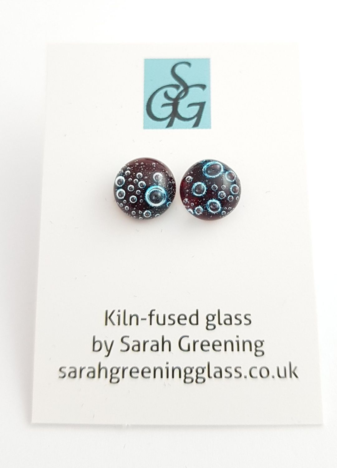Garnet red bubbles stud earrings