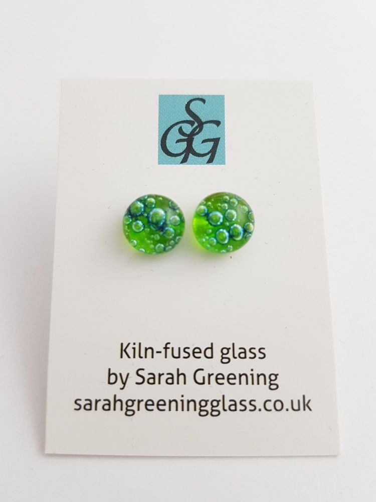Lime green bubbles stud earrings