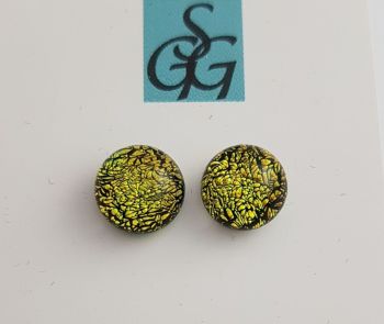 Dichroic - gold sparkly stud earrings