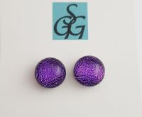 Dichroic - magenta sparkly stud earrings