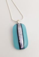 Dichroic stripe - long turquoise with silver sparkly stripe