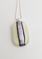 Dichroic stripe - long ivory with silver sparkly stripe