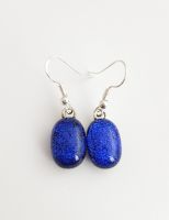 Dichroic - Cobalt blue dichroic sparkly drop earrings