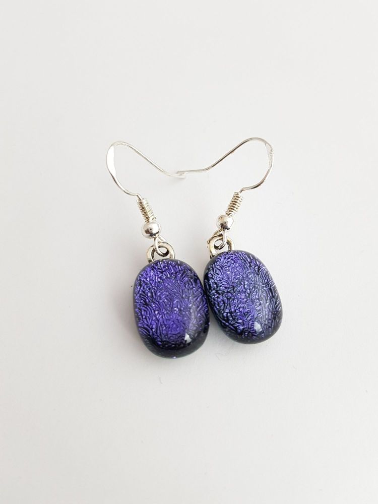 Purple dichroic sparkly drop earrings