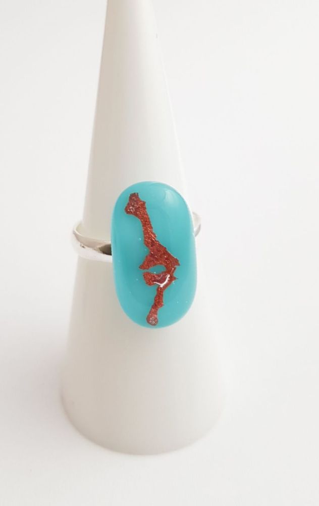 Mica - Turquoise with pink mica ring