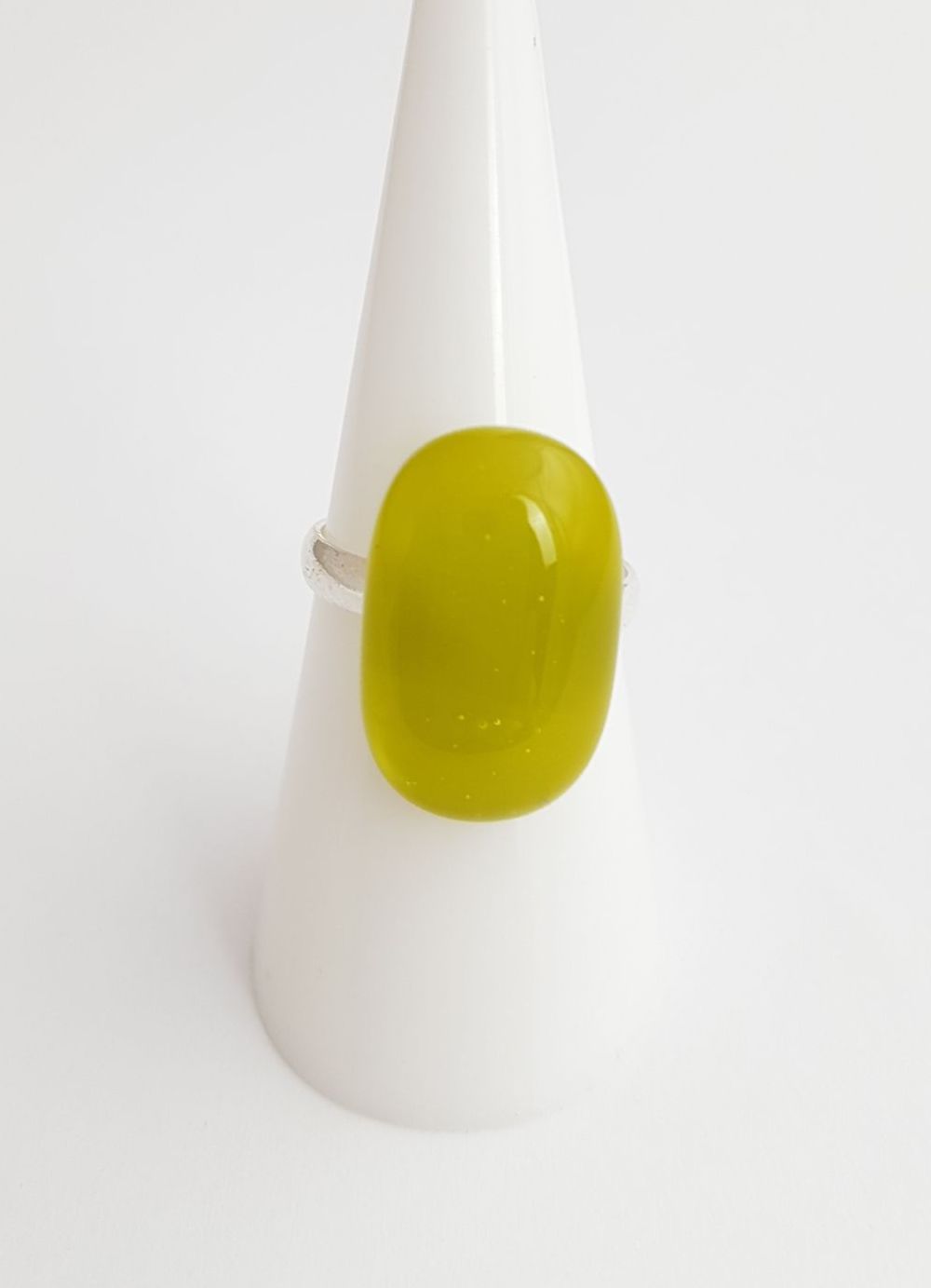 Avocado green glass ring