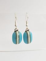 Turquoise and vanilla pebble drop earrings