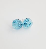 Bubbles - White with blue bubbles stud earrings