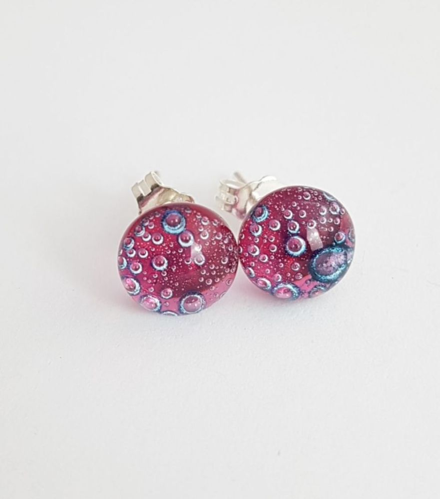 Bubbles - Cherry pink bubbles stud earrings