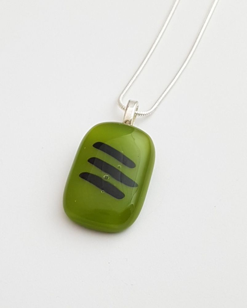 Avocado green pendant with black stripes