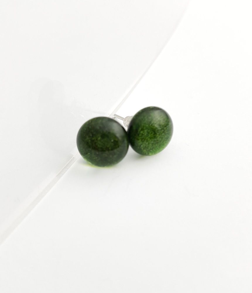 Sparkly Aventurine green stud earrings