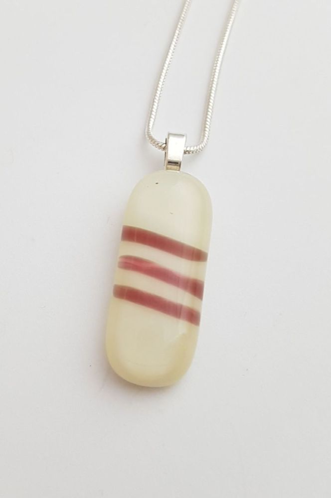 Vanilla oblong pendant with dusky pink stripes