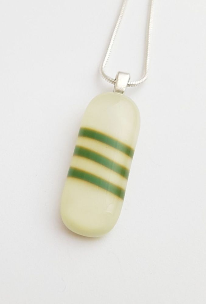Vanilla oblong pendant with jade green stripes