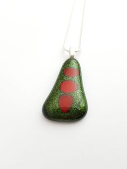 Sparkly Aventurine green pendant with red circles