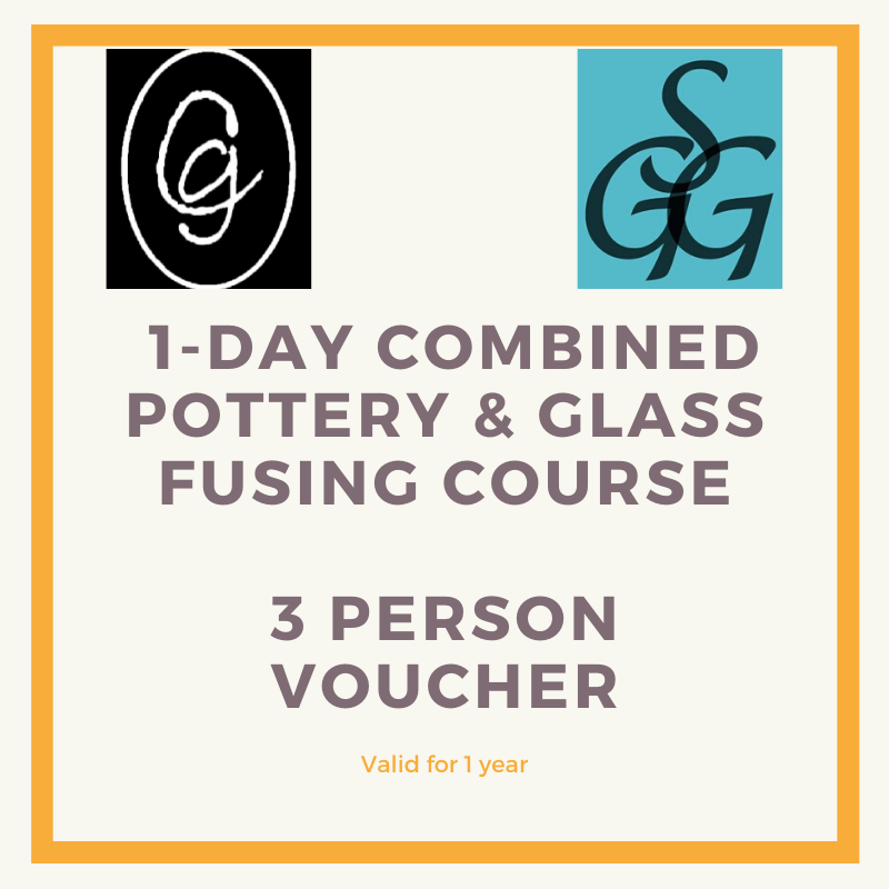 1-day Combined Pottery & Glass Fusing Course for 3 people