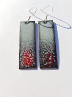 Deep red and grey speckled earrings