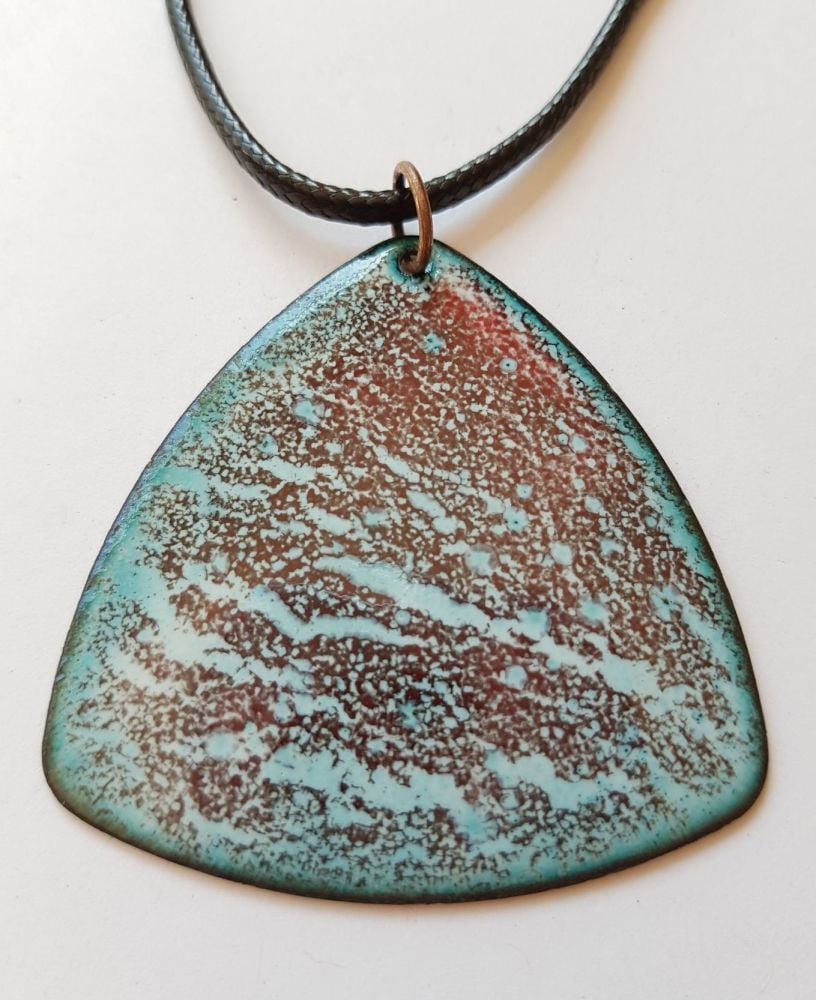 Maroon red and pale blue crackled necklace